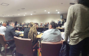 A packed room for the UNGASS side event Cannabis and the Conventions, the UNGASS and beyond moderated by John Walsh.