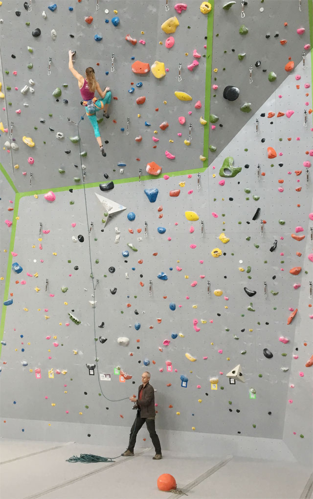 Hayes climbing indoors in preparation for Youth Worlds competition coming up this November in China. 