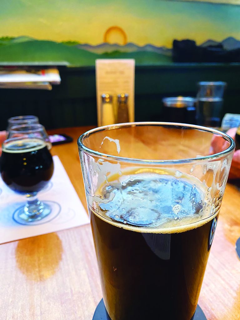 A flight of stout featured at stout month at Mountain Sun Pub and Brewery